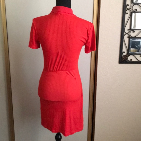 Orange Knit Button Down Dress - Picture 2 of 2
